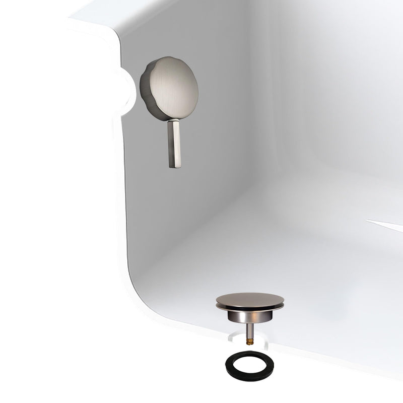 Westbrass D50TP-07 Lever Assisted Replacement Trim for Cable Drive Bath Drain Waste & Overflow Assemblies, Satin Nickel