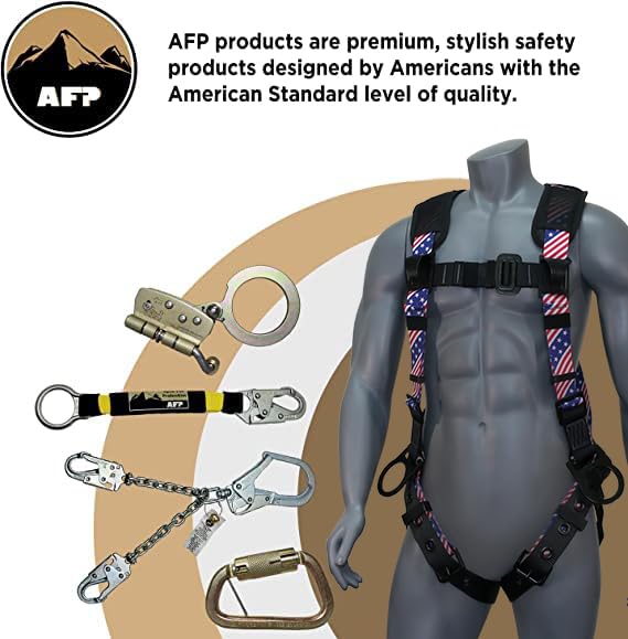 AFP Demon Fall Protection Comfortable Safety Harness (OSHA/ANSI PPE) Harness Only American Flag Universal