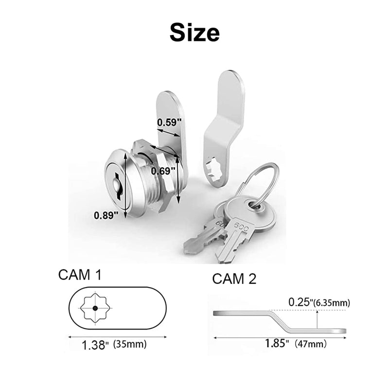 Truck Tool Lock with Keys, 5/8 inch Toolbox Lock, Cabinet, Desk Drawers Cam Lock Replacement for Trailer, RV Boxes, Mailboxes