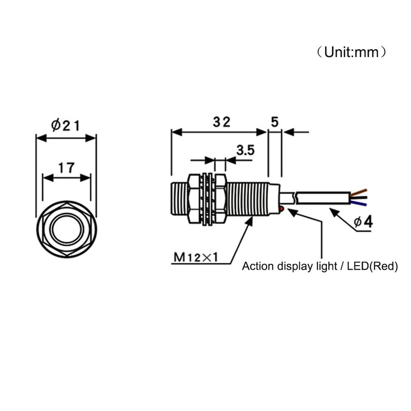 Hall Effect Sensor NJK-5002D NPN NC Detection Approach Switch 10mm M12 Proximity Switch with L Type Bracket (2 Pack)