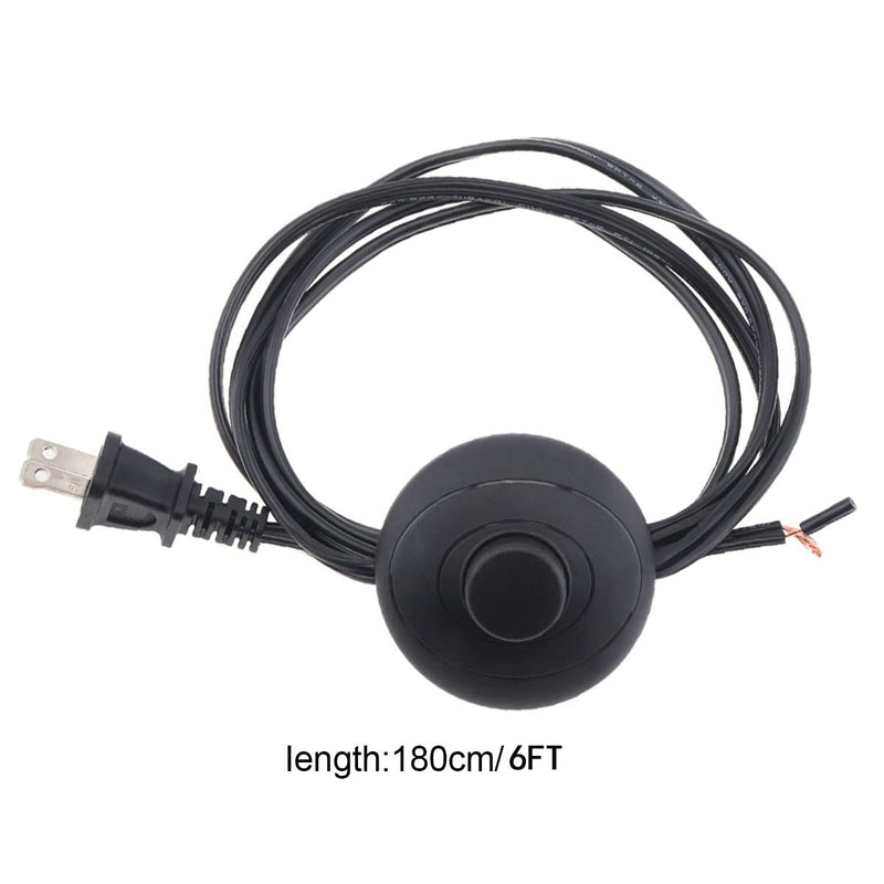 RTNLIT 6Ft Floor Foot Pedal Push Switch Inline Lamp Light On-Off Control with Wire Plug, Stripped Ends Ready for Wiring(1.8m, Black)