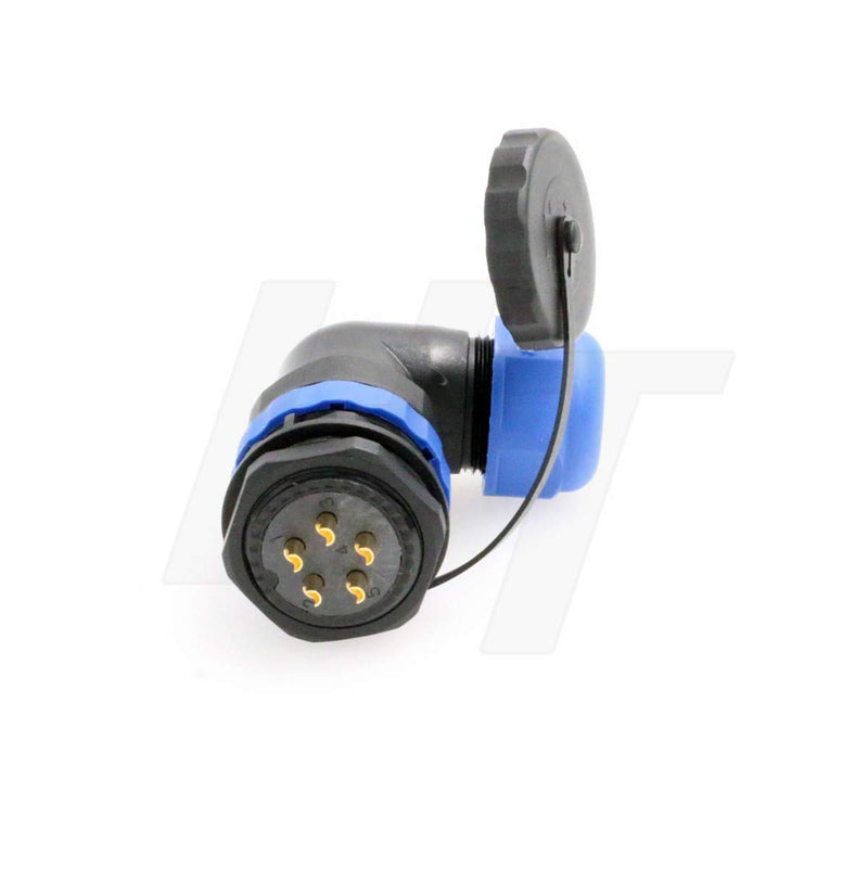 HangTon HE29 5 Pin Waterproof Connector Angled Plastic Threaded Outdoor Industrial Electrical Power 25Amp Circular Male Female Wire Cable Plug + Panel Socket (5 pin) - NewNest Australia