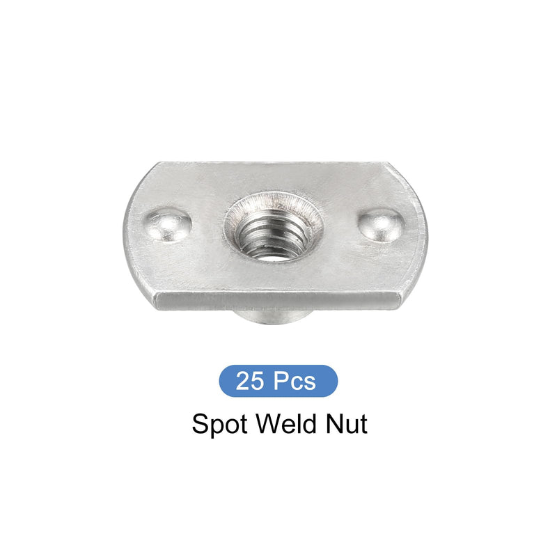 METALLIXITY Spot Weld Nuts (M6) 25Pcs, Carbon Steel Double Tab Fastener Nut - for Building Industrial 25