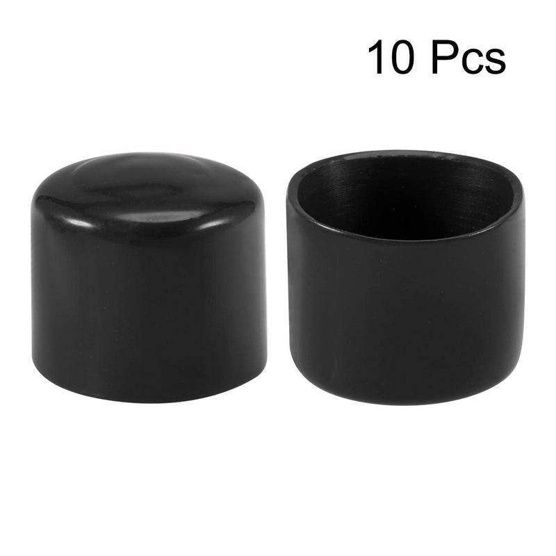 uxcell 10pcs Rubber End Caps 40mm ID Vinyl Vinyl Round End Cap Cover Screw Thread Protectors Black