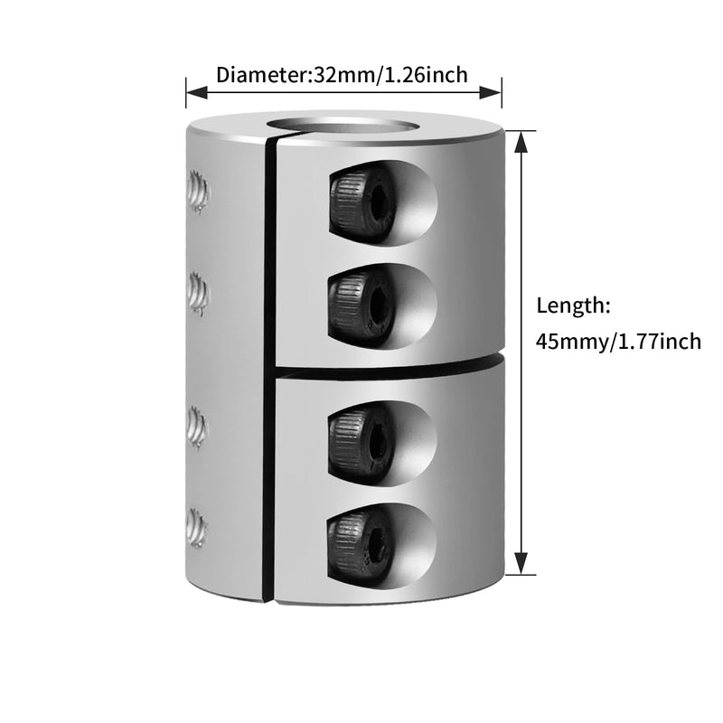 14mm to 14mm Rigid Shaft Coupling, Aluminum Rigid Clamp-on Couplings D32 L45, Shaft Coupler for Stepper Motor Servo Motor CNC Machine 3D Printer DIY Encoder 14mm to 14mm 1