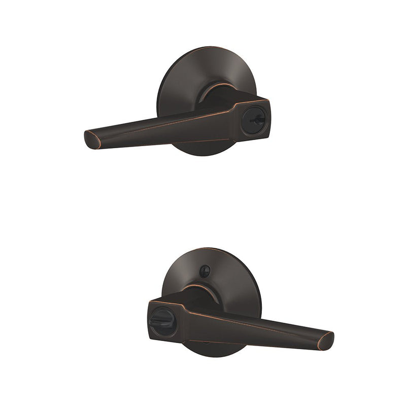 SCHLAGE F51A ELR 716 PLY Eller Lever with Plymouth Trim Keyed Entry Lock, Aged Bronze