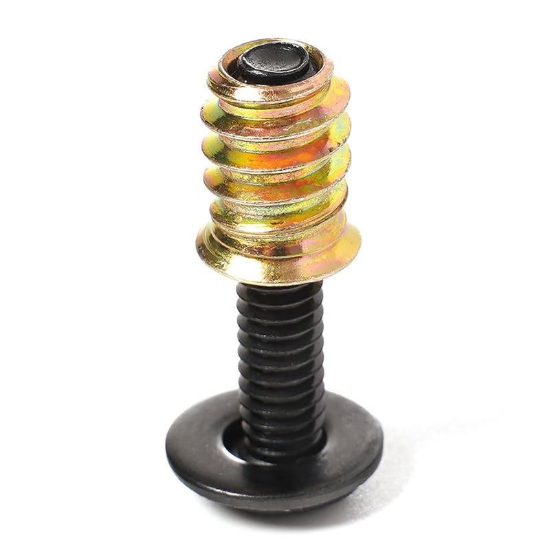 1/4-20 Threaded Insert and Bolt for Wood, Furniture Screw Nut 3/5" Long, Stainless Steel Black Oxide Flat Head Bolts 1/4-20 x 1, 1/4 Black Washers, 30-Set
