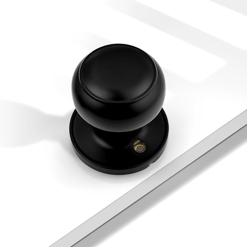 Probrico Black Half Dummy Door Knobs, Round Non-Turning Inactive Door Knobs Handles for Closet French Door,4 Pack 4 Pack