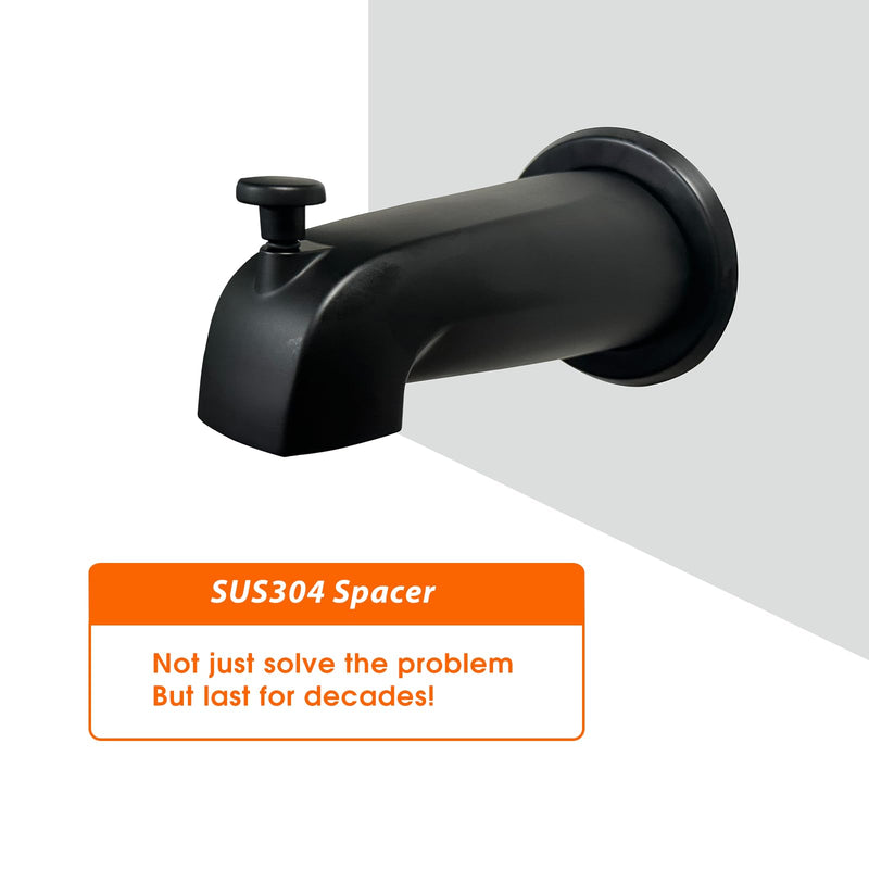 1/4" Thick SUS304 Tub Spout Cover Ring, Bathtub Faucet Surround Sealing Spacer Plate, Bath Shower Remodel Trim Faceplate Gasket (Matte Black)