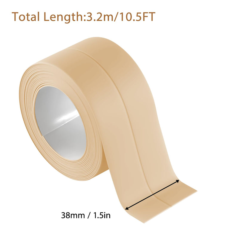 3 Rolls Caulk Tape Waterproof Sealing Self Adhesive 10.5 Feet,Caulking Sealant Strip for Bathroom Toilet Kitchen Countertop Beige Beige 3 Rolls