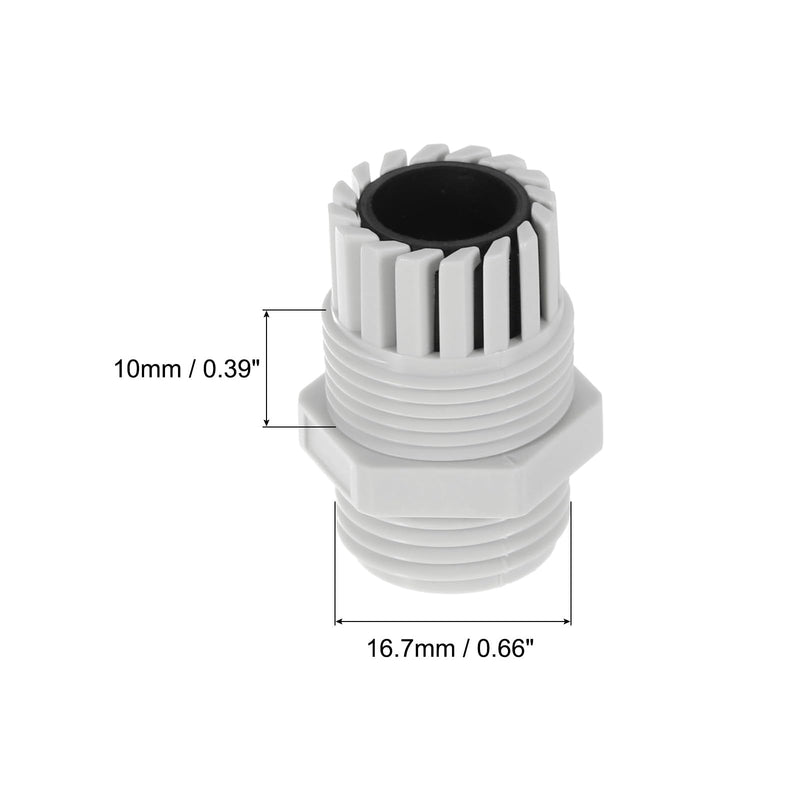 uxcell 2Pcs G3/8" IP68 Cable Gland Waterproof 6-10mm Adjustable Strain Relief Cord Connector Spiral Nylon Joint Gasket for Cable Wire, Grey