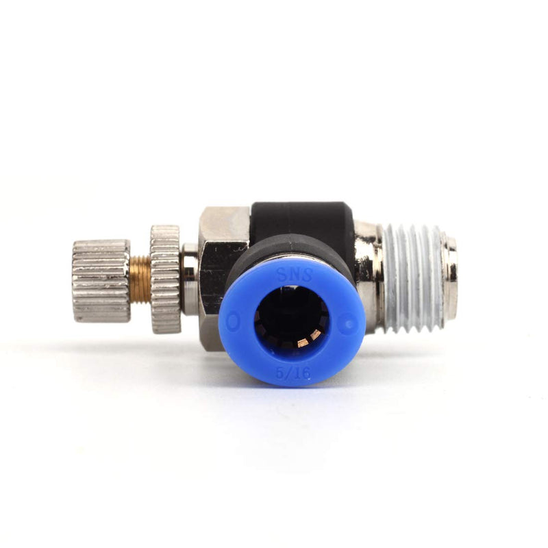 SNS 1/4"Tube OD x 1/8 NPT 90 Degree Elbow Air Flow Control Valve Push To Connect Fitting Speed control valve(10 PCS) JSC1/4-N01