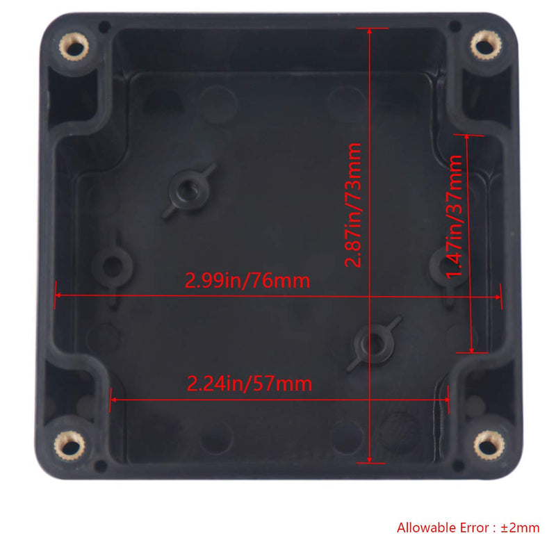2 Pack Project Box IP65 Waterproof Junction Box ABS Plastic Black Electrical Boxes DIY Electronic Project Case Power Enclosure 3.27"x3.19"x2.2"(83x81x56mm) 3.27"x3.19"x2.2"(2Pcs)
