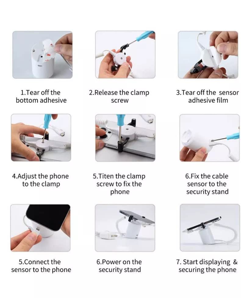 Mobile Phone Anti-Theft Alarm Stand - Cell Phone Security Display Holder Smartphone Burglar Alarm System (US Plug) (for Type-C Interface) For Type-C interface