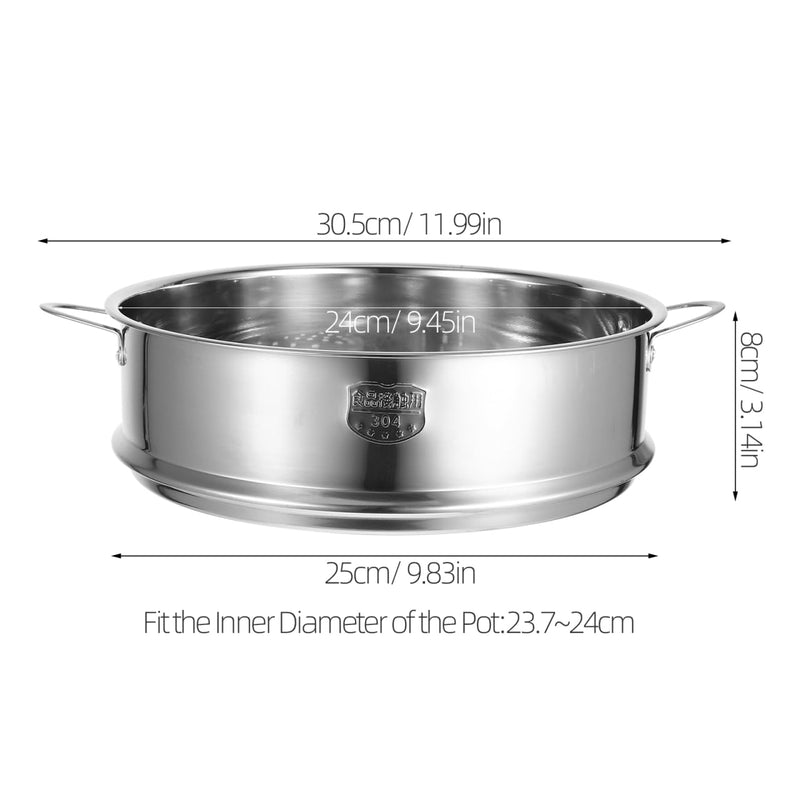 Kichvoe 10 Inch Stainless Steel Steamer Basket Multi-Functional Food Steamer for Vegetables Seafood Dumplings with Even Heat Distribution and Quick Drain 25.6X24X7.8CM Silver