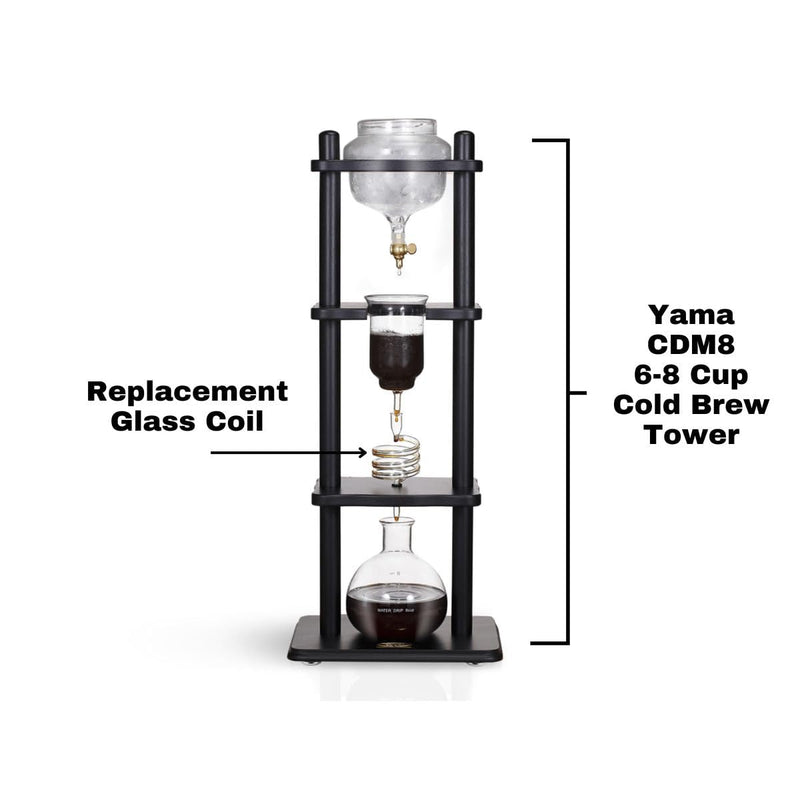 Yama CDM8 Replacement Coil - Borosilicate Glass For 6-8 Cup Cold Brew Towers, Heat-Resistant, Dishwasher Safe Glass Coil
