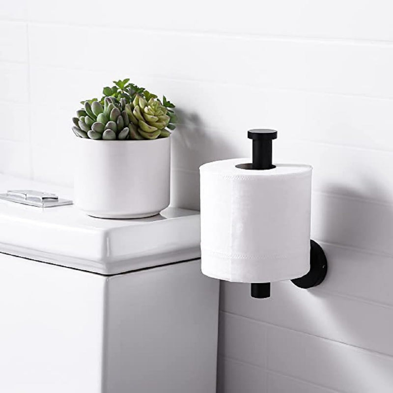 SEIDO Bathroom Toilet Paper Holder, 304 Stainless Steel Hand Towel Bar Wall Mount, 6.5" L Kitchen Paper Towel Holder, Black Toilet Paper Holder, for Kitchen, Bathroom, Hallway, Matte Black, 6.5 Inch 6.4Inch