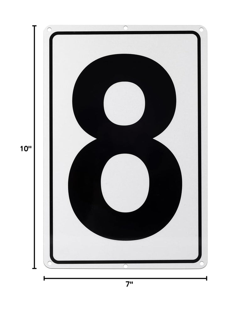 Kichwit Metal House Numbers Address Sign Reflective Aluminum Mailbox Number, 10 x 7 Inches, Number 8