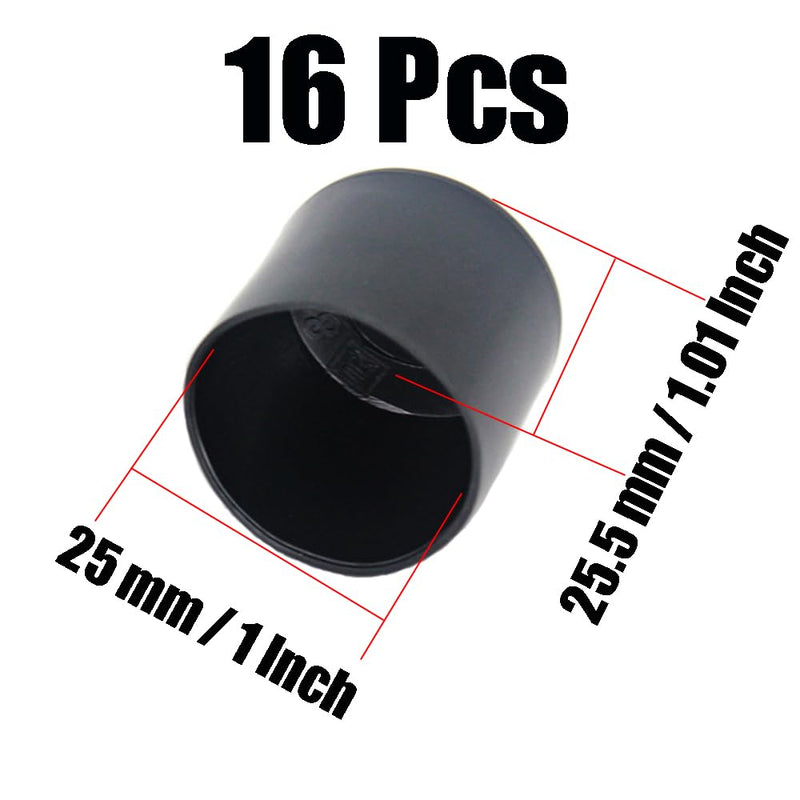 16Pcs 1 Inch (25mm) Round Rubber Chair Leg Tips Caps, Chair Table Leg Covers Floor Protectors, Chair Leg End Caps for Furniture, Chair, Table 25mm( 1" ), 16Pcs