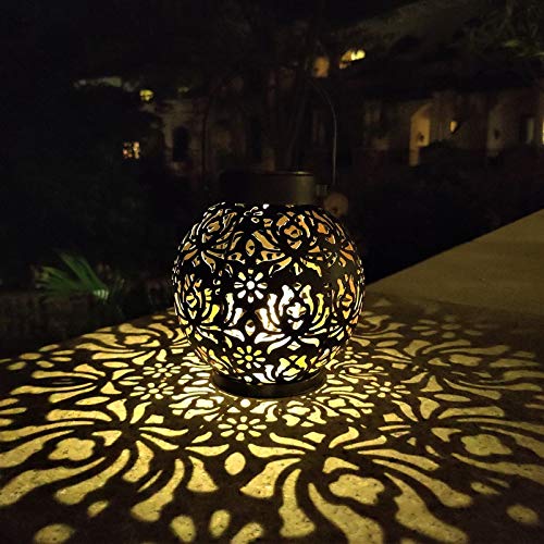 2 Pack Outdoor Solar Hanging Lantern Lights Decorative Christmas Light for Garden Patio Courtyard Lawn and Tabletop. Unique Gifts for Women Gardening. Black