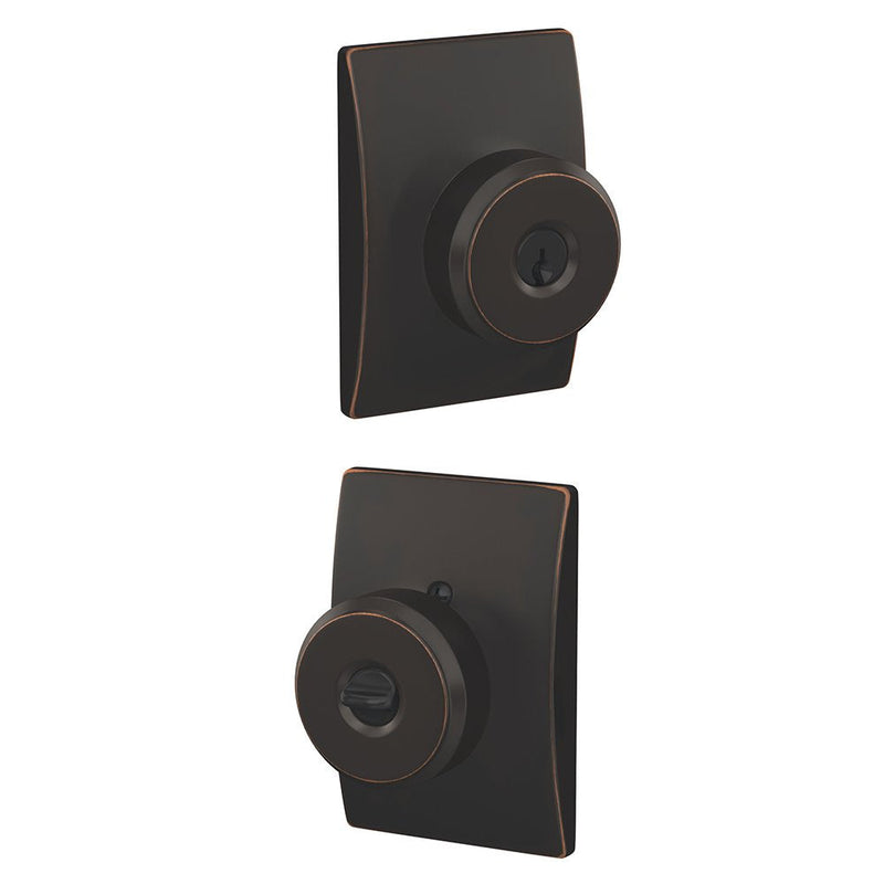 SCHLAGE F51A BWE 716 CEN Bowery Knob with Century Trim Keyed Entry Lock, Aged Bronze F51A BWE 716 CEN