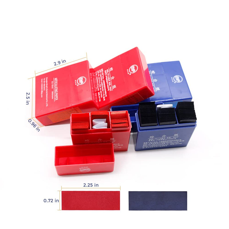 Dental Articulating Paper 300 Strips in Plastic Dispenser 100 Micron Film Double Sided 55 x 18 x 0.1mm for Occlusal and Interproximal Adjustments (RED) RED