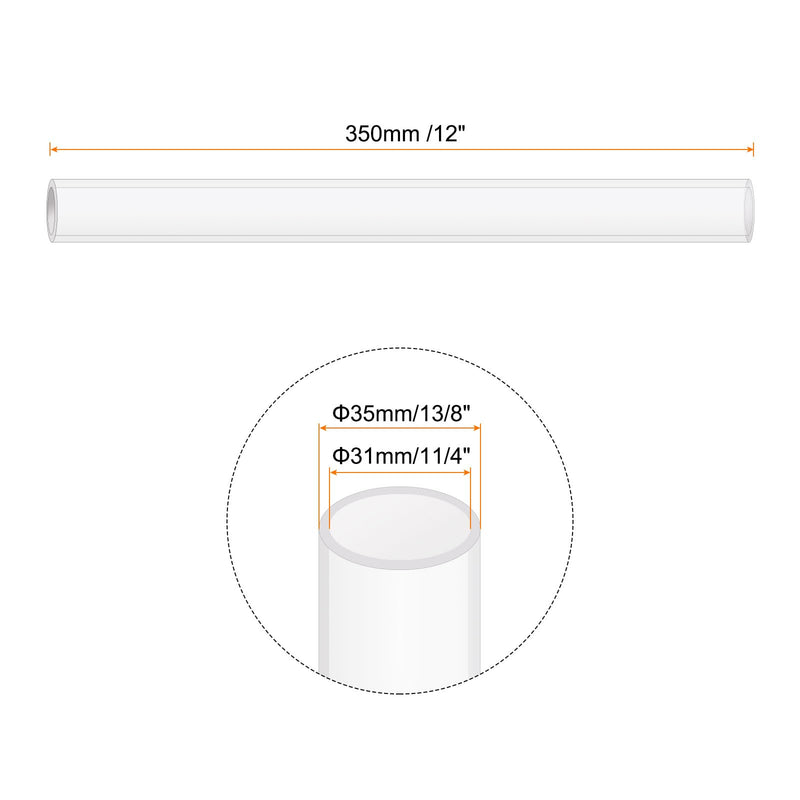 14" Clear Plastic Rigid Pipe 31mm x 35mm(1 1/4" x 1 3/8") Acrylic Tube Round Polycarbonate Tubing, [for Plumbing, Hydraulics, Aquarium, DIY] 1 1/4" x 1 3/8"