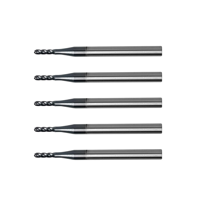 5Pcs 1/16" Carbide Ball Nose End Mills, ALTiN Coated, 4 Flute, Ball End Router Bit for Hardened Steel, Stainless Steel, Alloy Steel, Aluminum, CNC Router Bits with 1/8" Shank Diameter 1/16 in 5