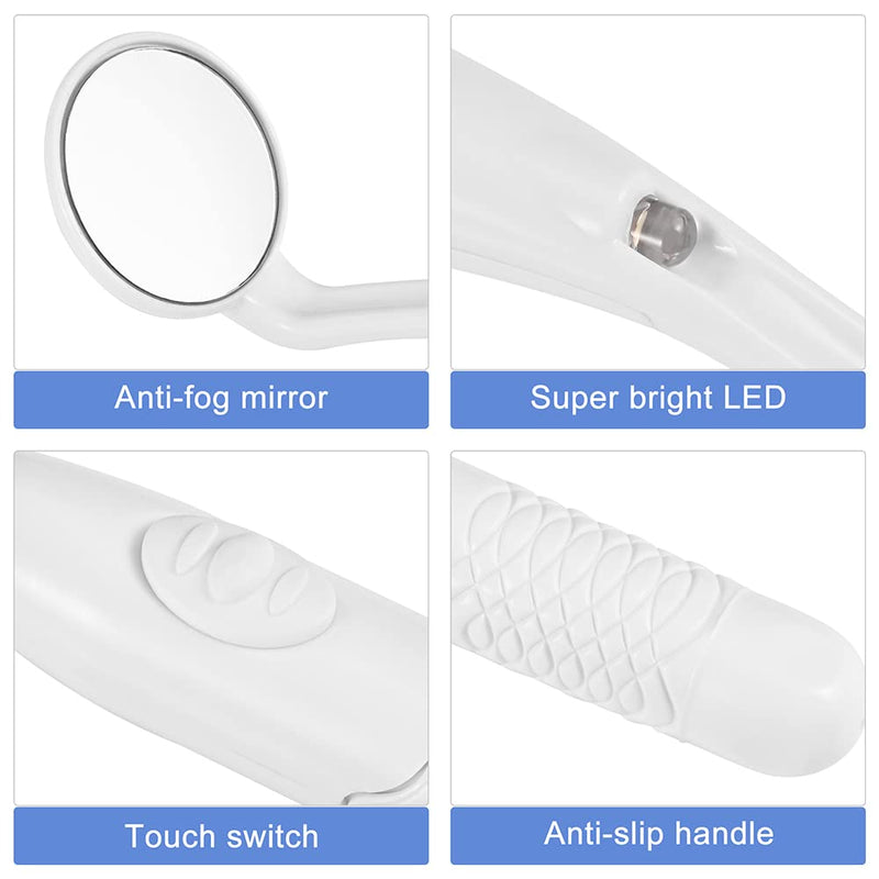 Dental Mirror with Light Teeth Inspection LED Mirror Anti-Fog Mouth Mirror MM380 Dentist Oral Care Tool white