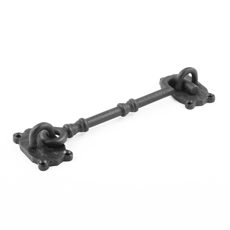 Renovators Supply Manufacturing Door Latch Lock 7.3 in. Black Wrought Iron Hook and Eye Latch for Door with Mounting Hardware Pack of 3 7.3-inch