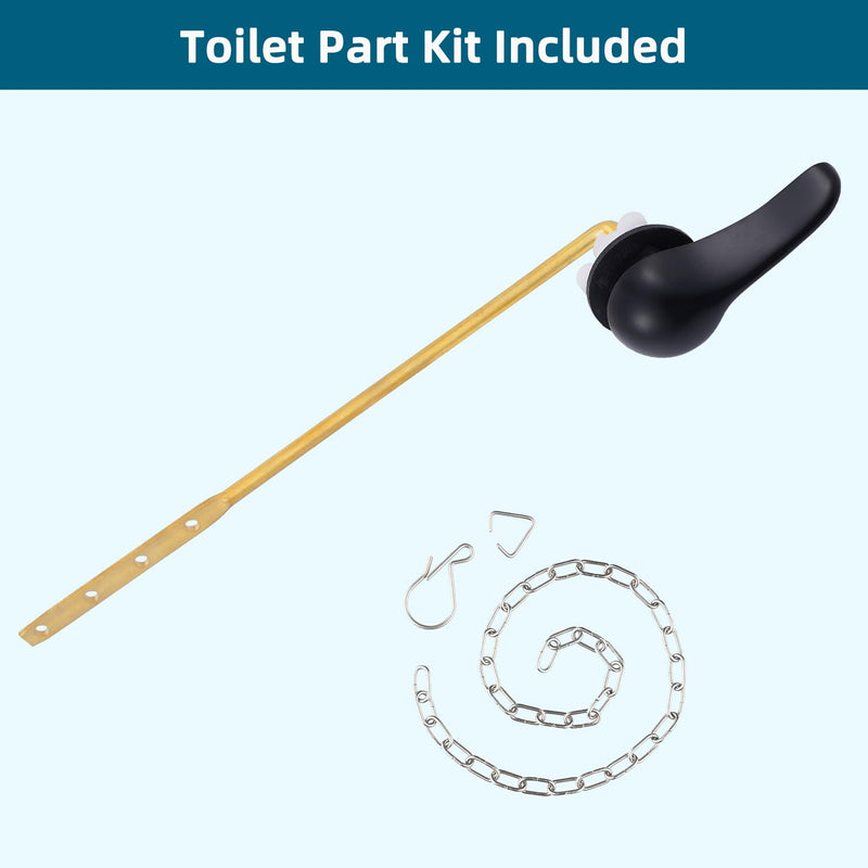 Hygie Rinse Universal Toilet Handle Replacement Kit Front Mount Toilet Lever Compatible with American Standard/Glacier Bay/Gerber, Toilet Flush Handle with Flapper Chain, Matteblack 1PC