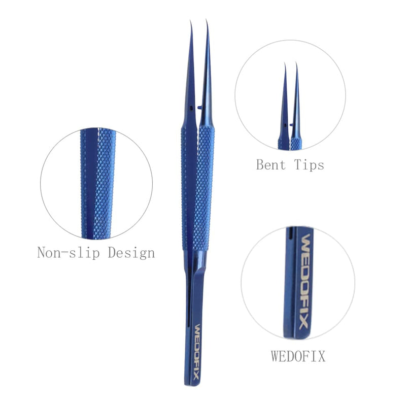 Precision Titanium Alloy Tweezers for Electronics Repair Non-magnetic Non-slip Jump Wire Microscope Tweezers for Micro Soldering Work PCB Motherboard Repair (Curved Tip) Curved Tip
