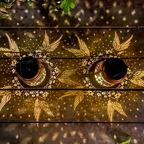 Hummingbird Solar Lantern Outdoor Hanging, Metal Bird Decor Waterproof LED Decorative Light for Garden Patio Yard Lawn Backyard Front Porch, Christmas Thanksgiving Birthday Gifts for Women Mom Grandma 1 Hummingbird