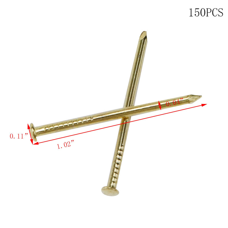 150PCS 1Inches Small Iron Nails,Brass Plated Nails,Flat Head Nails Gold,Small Nails for Picture Hanging 1 Inch,1.02×0.11×0.11Inches