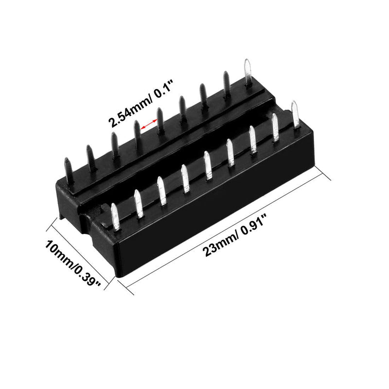uxcell 25pcs DIP IC Chip Socket Adaptor Solder Type 2.54mm Pitch Dual Row 18 Flat Pin 7.6mm Row Pitch