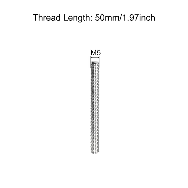 MECCANIXITY Fully Threaded Rod M5 x 50mm 0.8mm Thread Pitch 304 Stainless Steel Right Hand Threaded Rods Bar Studs 5 Pack