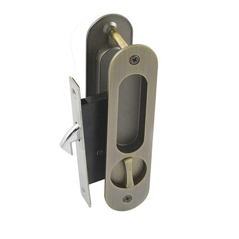 6.8" Privacy Pocket Door Lock Hardware Invisible Recessed Handle Latch with Keys Pocket Sliding Door Lock,Bronze Bronze