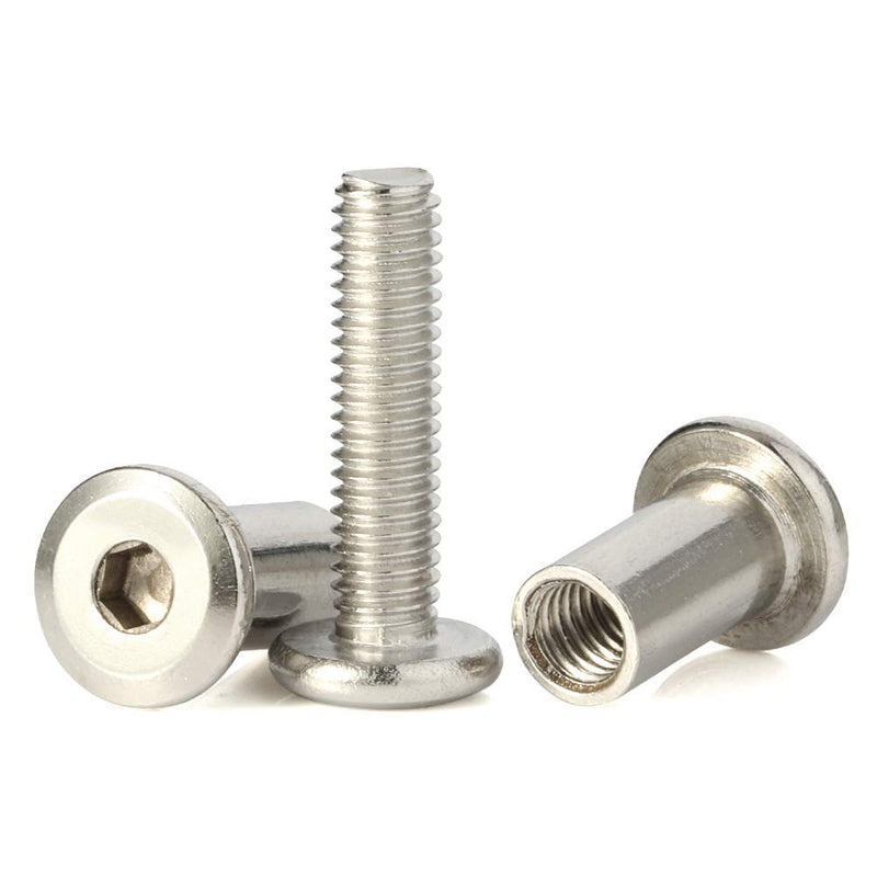 Screw Post Fit for 5/16" (8mm) Hole Dia, Male M6 x 18mm Belt Buckle Binding Bolts Furniture Screws, 304 Stainless Steel 18-8, 10 Sets
