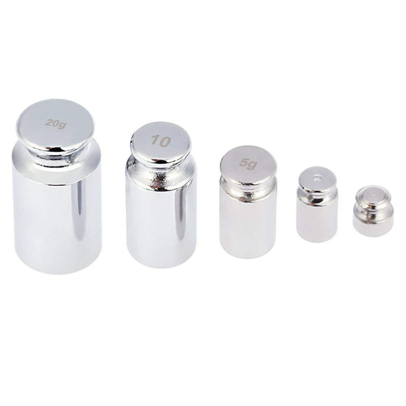 5PCS Gram Calibration Weight 1g 2g 5g 10g 20g Chrome Plating Calibration Gram Scale Weight Set Kit for Digital Scale Balance Jewellery Scale Balance Home Tool