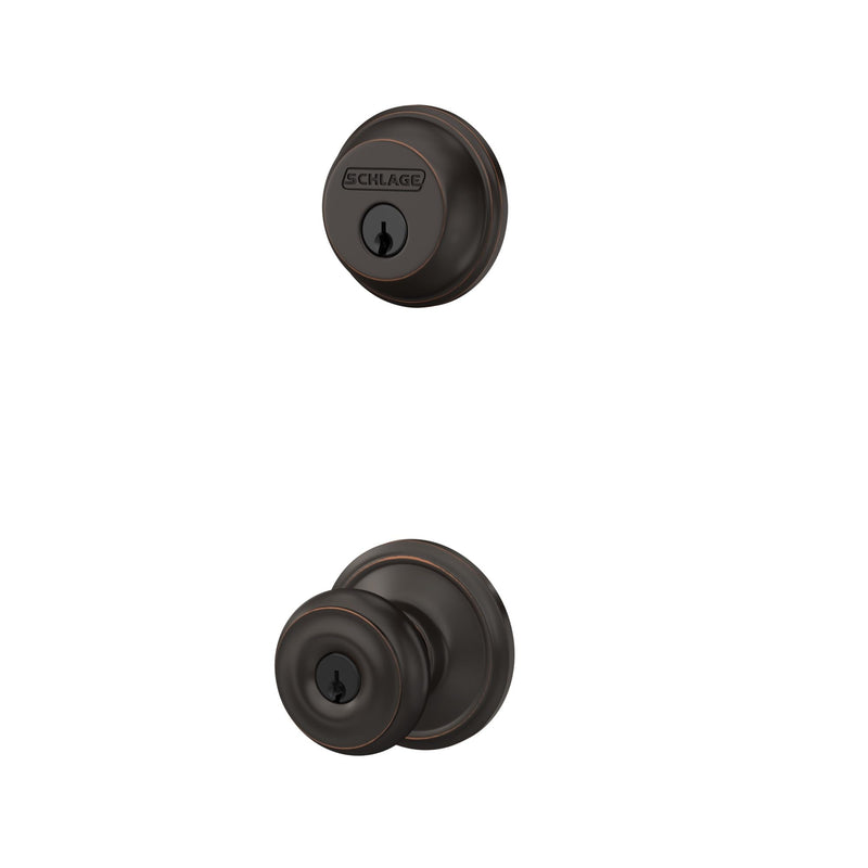 SCHLAGE FB50NVGEO716 Georgian Entry Deadbolt Lock, Aged Bronze Pack of 1