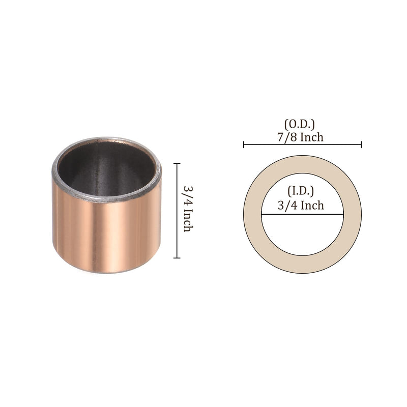 3pcs Self-Lubricating Sleeve Bearings - [3/4 Inch x 7/8 Inch OD x 3/4 Inch Length] Oilless Bushing 3/4" x 7/8" x 3/4"
