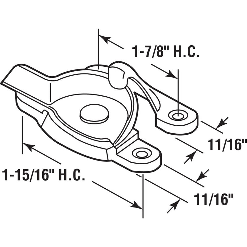 Prime-Line F 2620 Diecast Cam Action Window Sash Lock with Alignment Lugs, Mounting Holes 1-3/4 In. on Center, White (Single Pack)