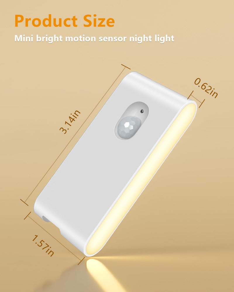 WILLED Stair Lights Indoor,Warm White Rechargeable Night Light,Wireless Motion Sensor Night Light,Battery Stick On Lights for Stairway,Hallway,Kitchen,Closet,Cabinet,Bedroom,Kids' Room(4-Pack) 4 Pack