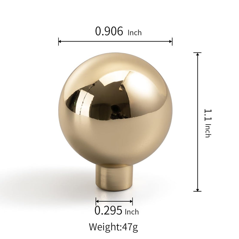 YAGU Modern 10 Pack Polished Brass Kitchen Drawer Knobs Bright Gold Cabinet Pulls Round Solid Dresser Hardware for Cupboard Wardrobe Closet