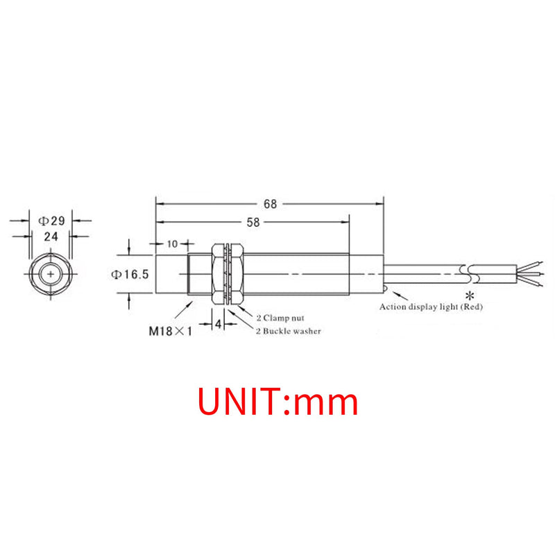 2 Pcs Capacitive Proximity Sensor Switch, DC 6V-36V, PNP NO, M18, 3 Wires, Detecting Distance: 10mm, Normally Open, LJC18A3-H-Z/BY