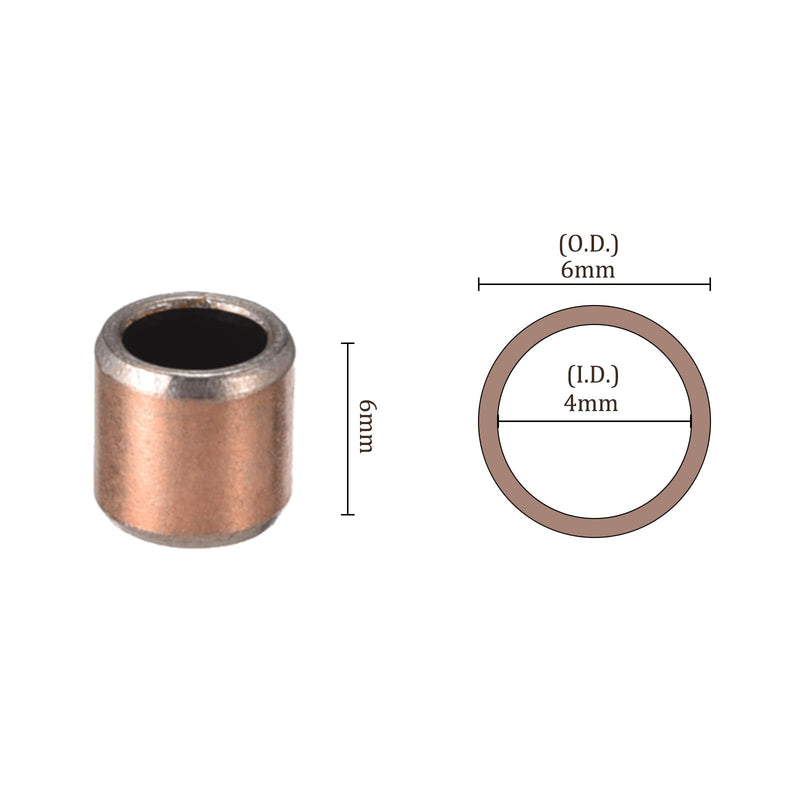 3pcs 0406 Sleeve Bearings - [4mm Bore Dia x 6mm OD x 6mm Length] Wrapped Oilless Bushings for Sliding Movements of Machinery Use 4mm x 6mm x 6mm 3
