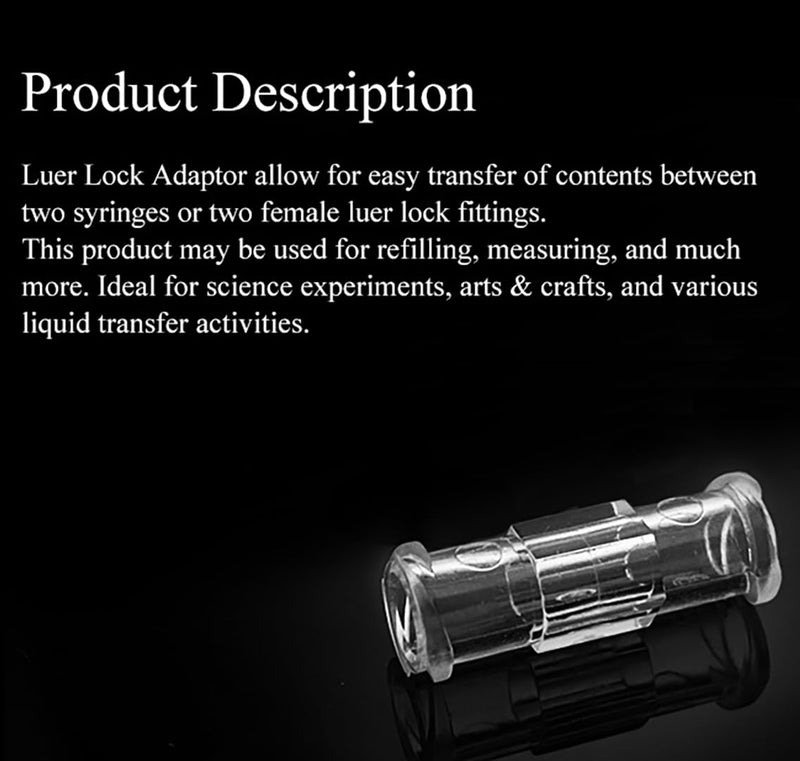 Syringe Coupler, Luer Lock Adaptor to Luer Lock Connector, (Polypropylene) Female to Female, Syringe Transfer Joint for Transferring Liquid Between Lab Syringes and Bottles (50) 50