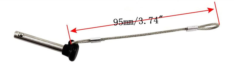 2/4/6Pcs Black Nylon Head Pull Pin Quick Release Pull pin Dia, 3/16" Marine Grade 316 Stainless Steel Bimini top Pins with Lanyard (4) 4