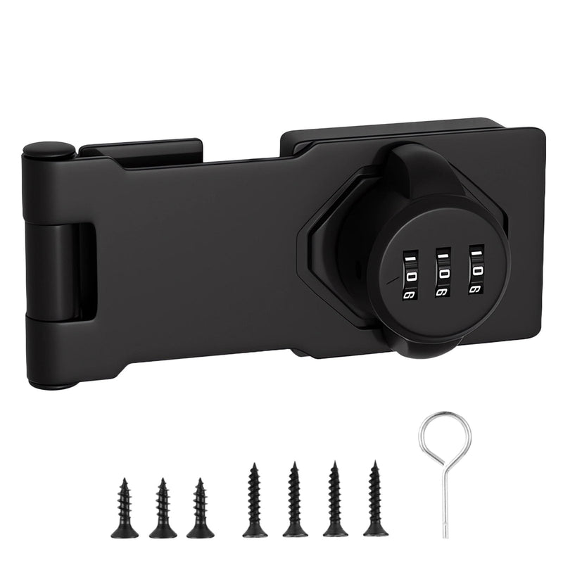 Bifold Door Lock 3-Digit Password Keyless Cabinet Door Locks with Combination Sliding Closet Lock Pantry Door Lock, Closet Door Lock for Double Barn Shed Door Yardlock for Garage Garden 1PCS Black 1Pack