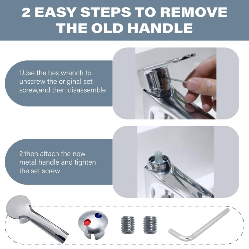 Faucet Handle,Single Faucet Handle Replacement,Compatible with 35mm Faucet Cartridge(Cartridge Stem 9 * 9mm),for Single Handle Bathroom and Kitchen Faucet Shower Handle-Silver-3
